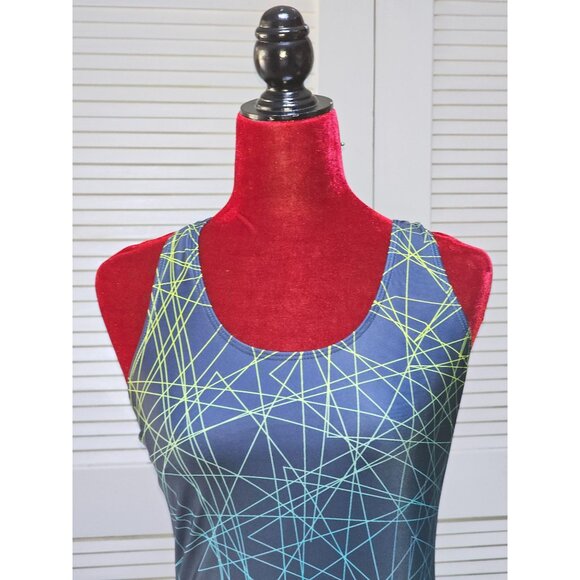 NWOT Stolen Goat Womens Blue Green Geometric Pattern Vortex Swim Suit Sz Xl 2586 - Picture 3 of 15